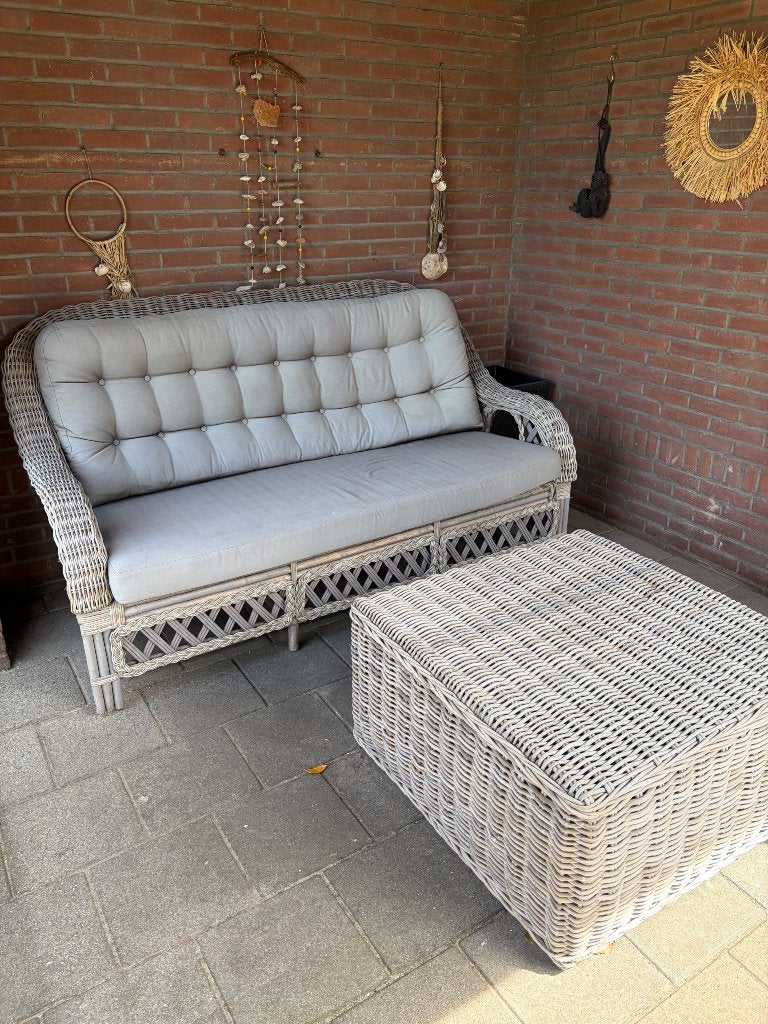Loungeset rotan, Ophalen, Gebruikt, Bank, 2 zitplaatsen