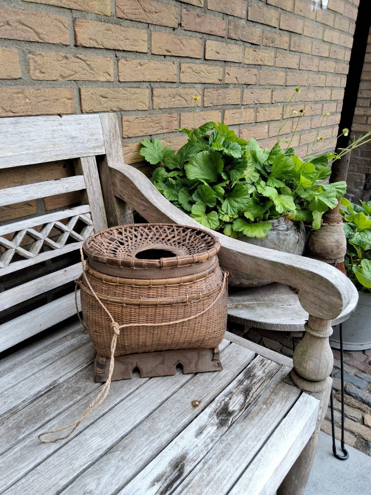 Vintage Bamboe Viskorf - Decoratief en Authentiek, Ophalen of Verzenden