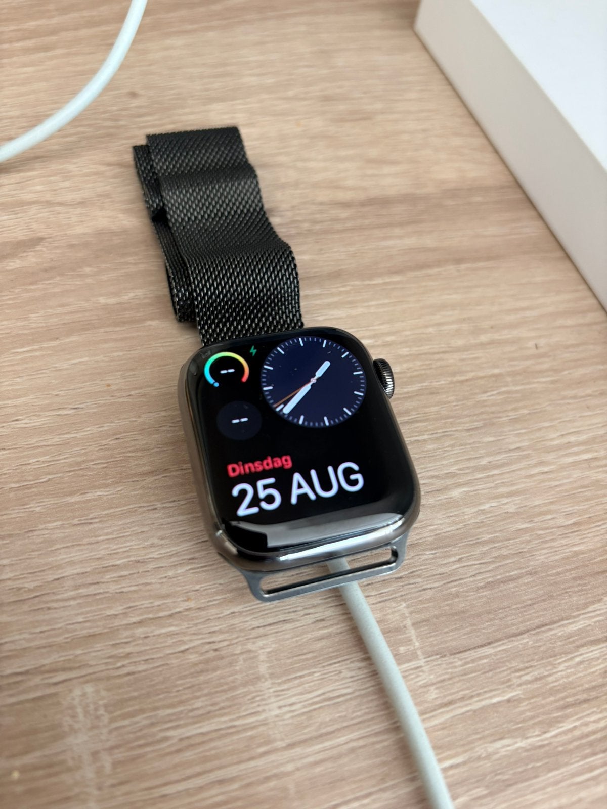 Apple Watch S7 Graphite Staal 41mm incl. Milanese Loop, Gebruikt, IOS, Ophalen of Verzenden, GPS