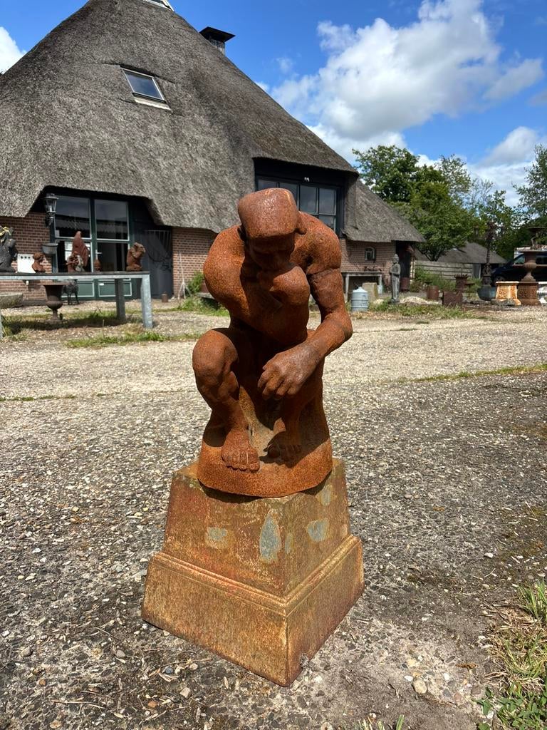 De denker gietijzer beeld stijlvol unieke uitstraling, Ophalen, Hoevesteenwijkerwold@gmail.com, Metaal, Mensenbeeld