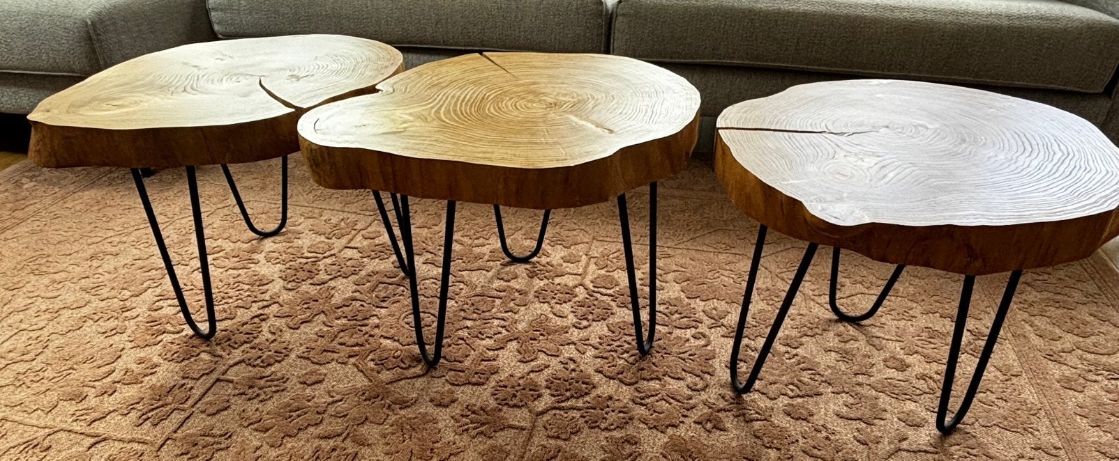 3 salontafels / bijzettafels, Huis en Inrichting, Tafels | Salontafels, Ophalen, Rond, 50 tot 100 cm, Zo goed als nieuw