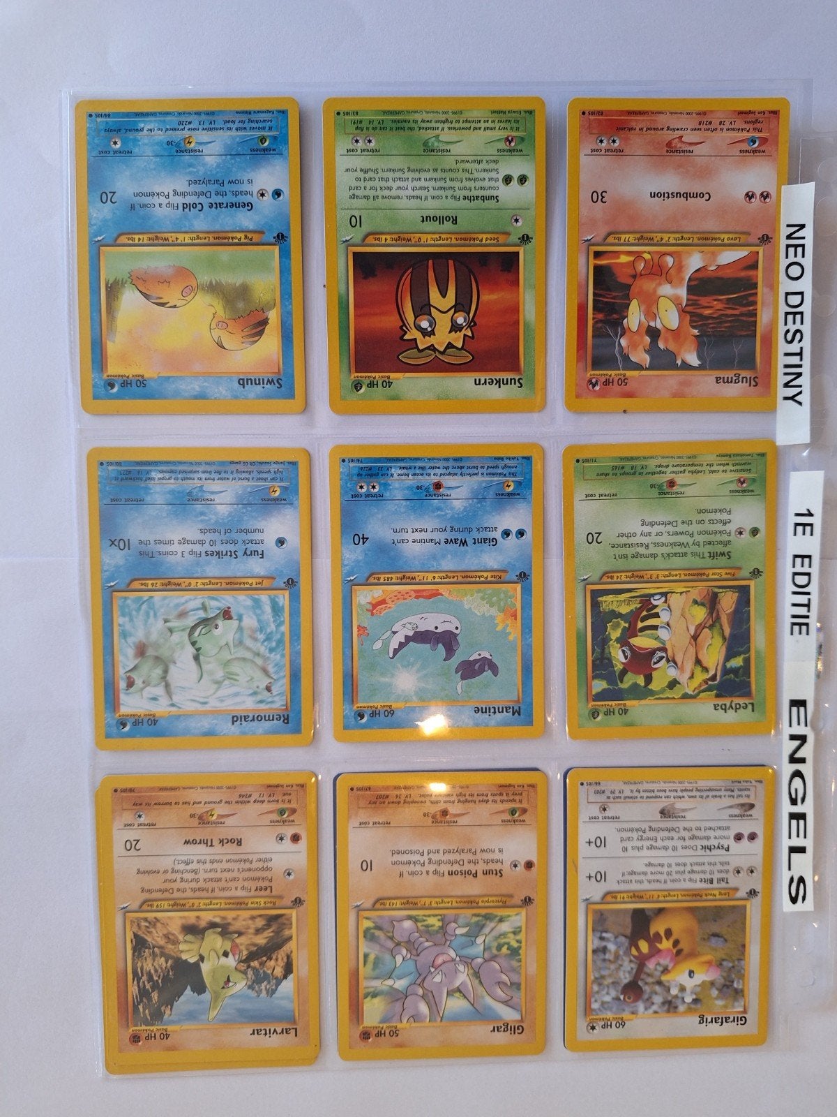 Pokémon Neo Destiny 1e Editie Engelse Kaarten (9 stuks), Verzenden, Gebruikt, Meerdere kaarten