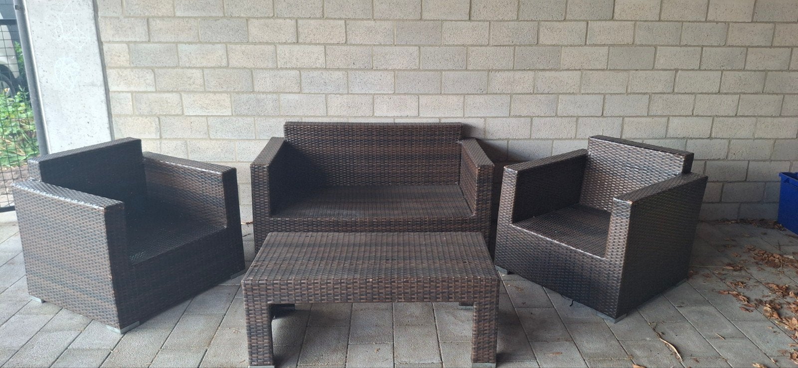 Loungeset - 2 stoelen, 1 bank, 1 tafel (excl. kussens), Tuin en Terras, Tuinsets en Loungesets, Ophalen, 4 zitplaatsen, Gebruikt
