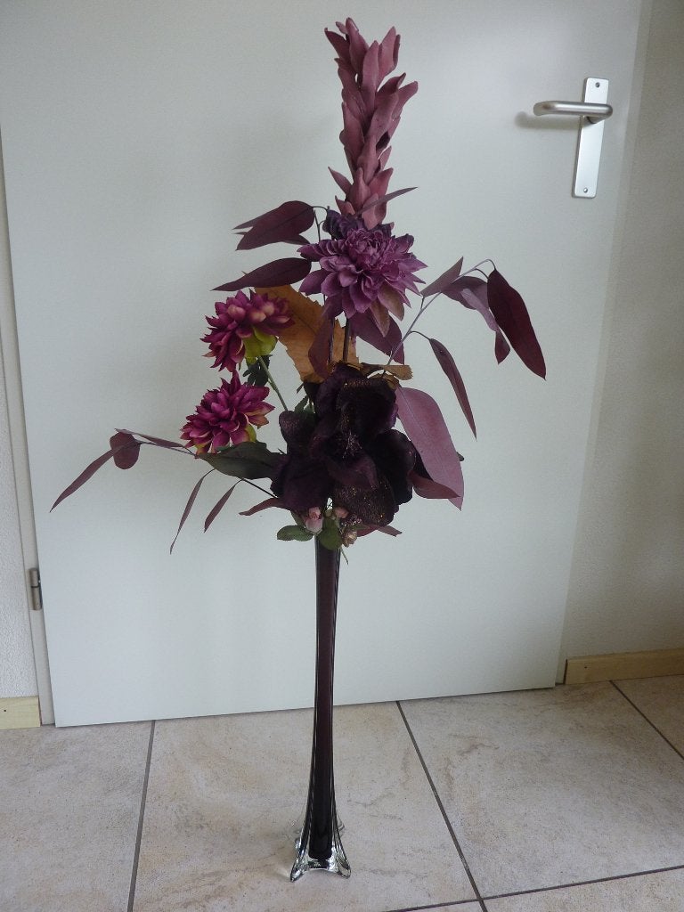 kunstbloemen boeket in bijpassende vaas, Binnen, Handgemaakt, Ophalen of Verzenden, Meerkleurig