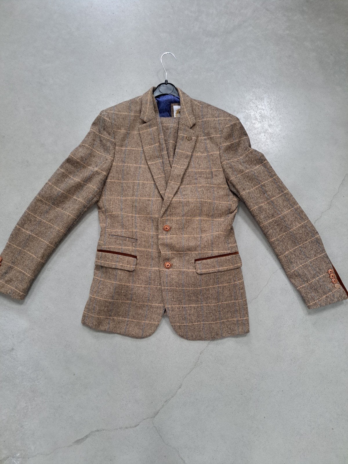 Marc Darcy Tweed driedelig pak - Maat 38 (S) peaky blinders, Kleding | Heren, Kostuums en Colberts, Ophalen, Zo goed als nieuw