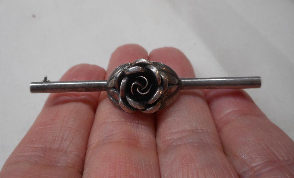 Zilveren vintage Teka broche roos nr.354, Sieraden, Tassen en Uiterlijk, Broches, 4 tot 7 cm, Verzenden, Zo goed als nieuw, Zilver