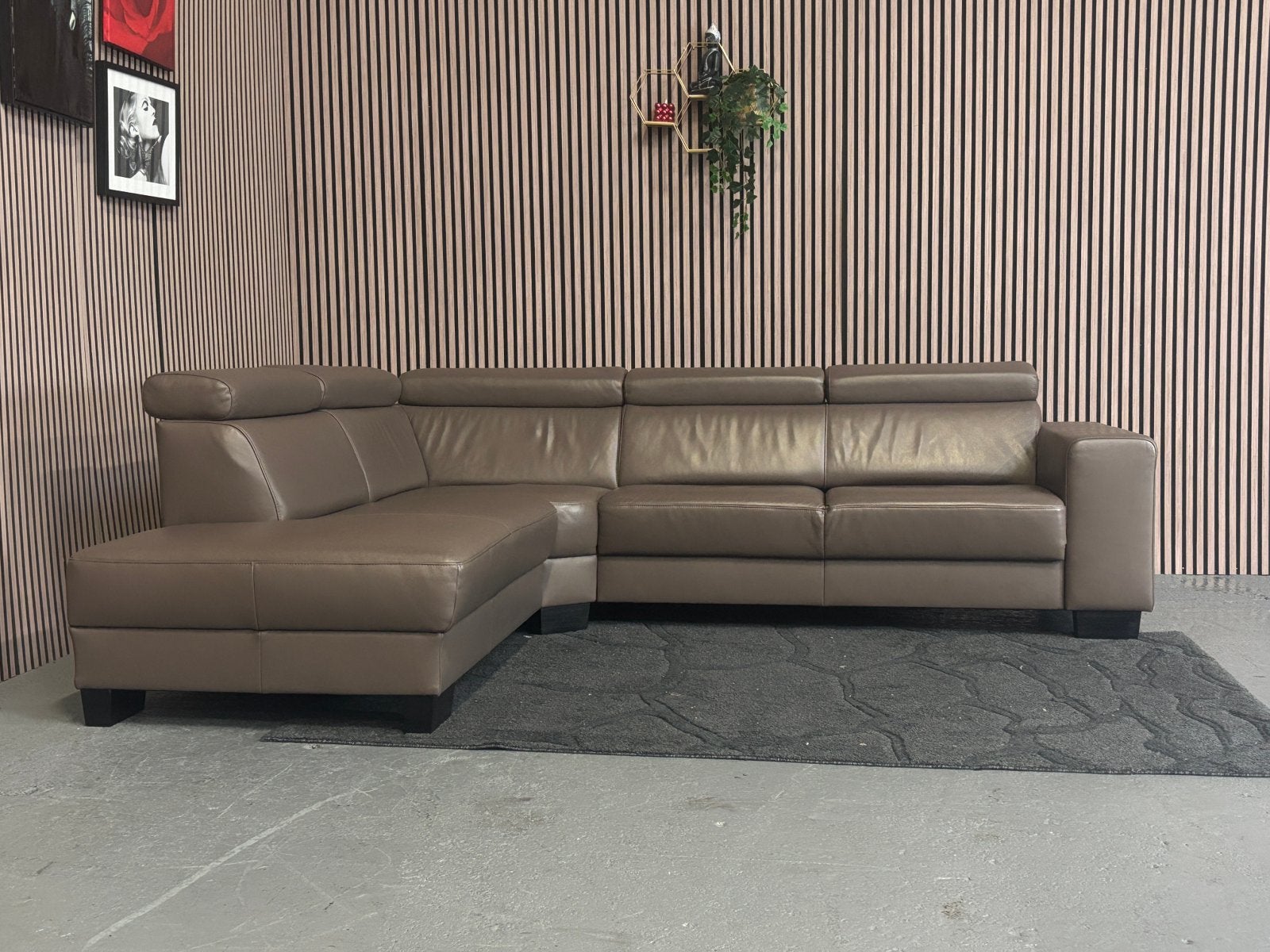 GRATIS LEVERING Hoekbank Leer Bruin 270x230 GEREINIGD