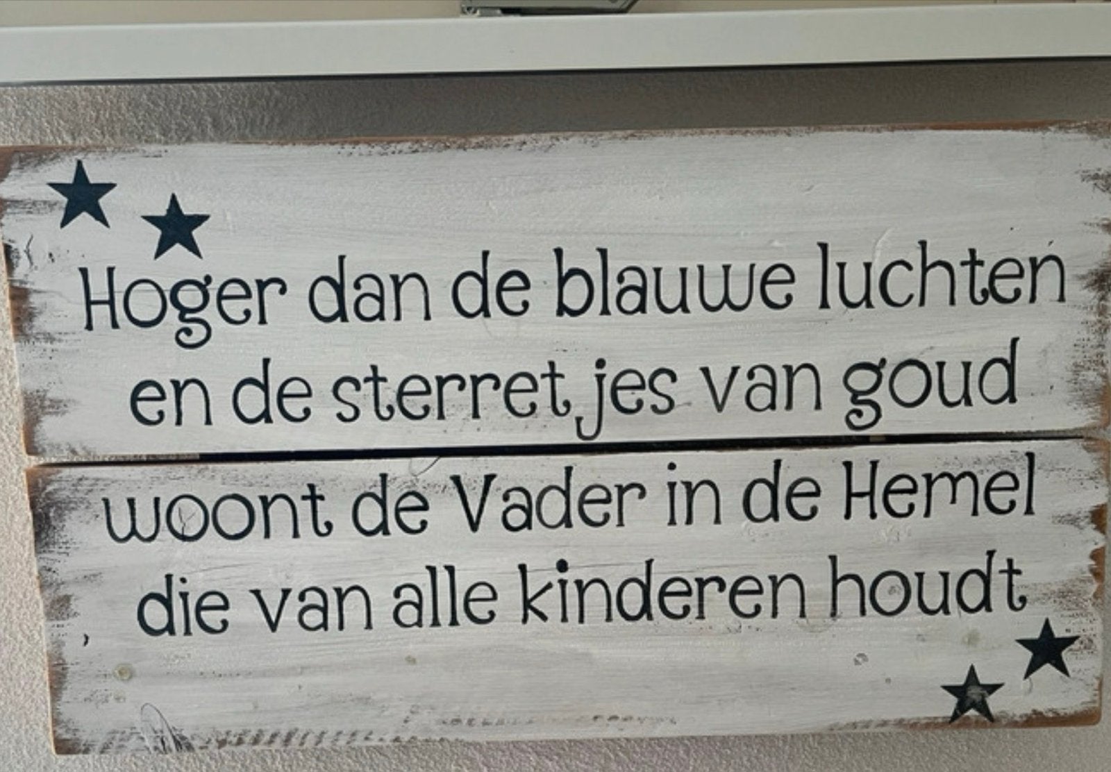 Steigerhouten wanddecoratie met inspirerende tekst, Hout, Ophalen of Verzenden, Zo goed als nieuw, Wandbord of Wandpaneel