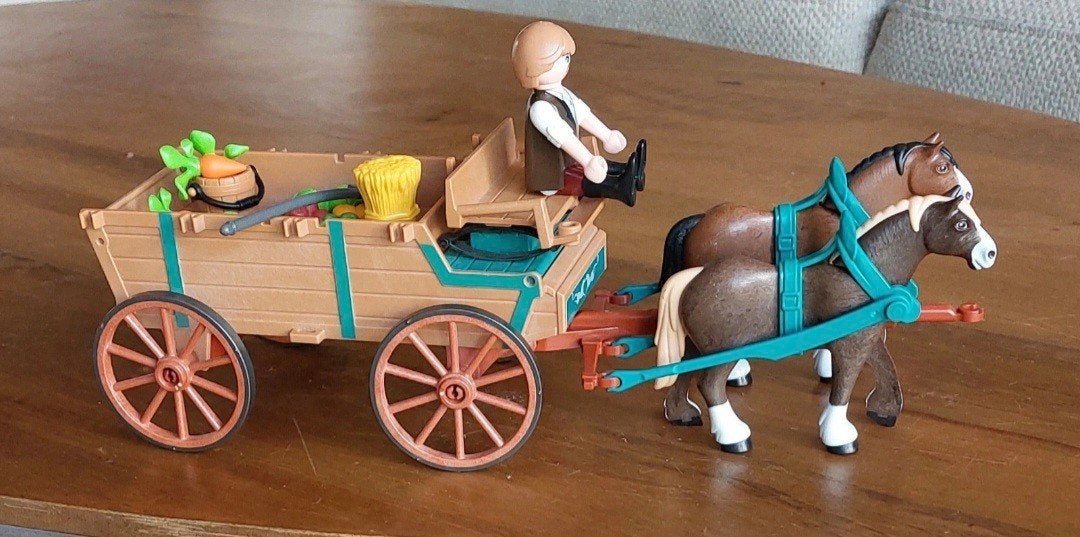 Playmobil paardenkar met boer en accessoires, Kinderen en Baby's, Ophalen of Verzenden, Gebruikt, Jongen of Meisje