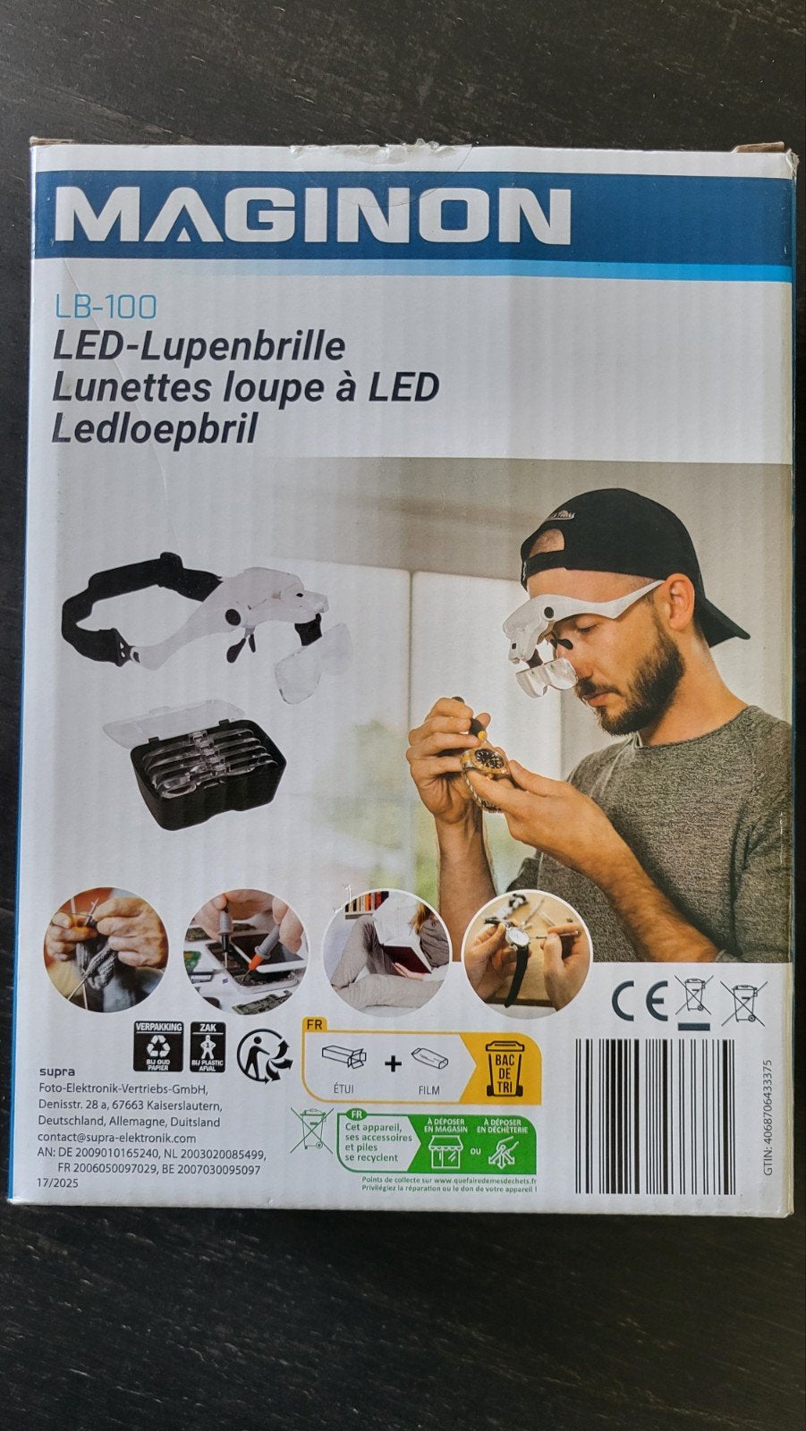 Nieuwe MAGINON LB-100 LED-loepbril met 5 vergrotingsfactoren, Ophalen of Verzenden
