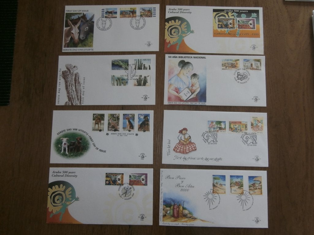 jaargang fdc's aruba  1999, Verzenden, Gestempeld
