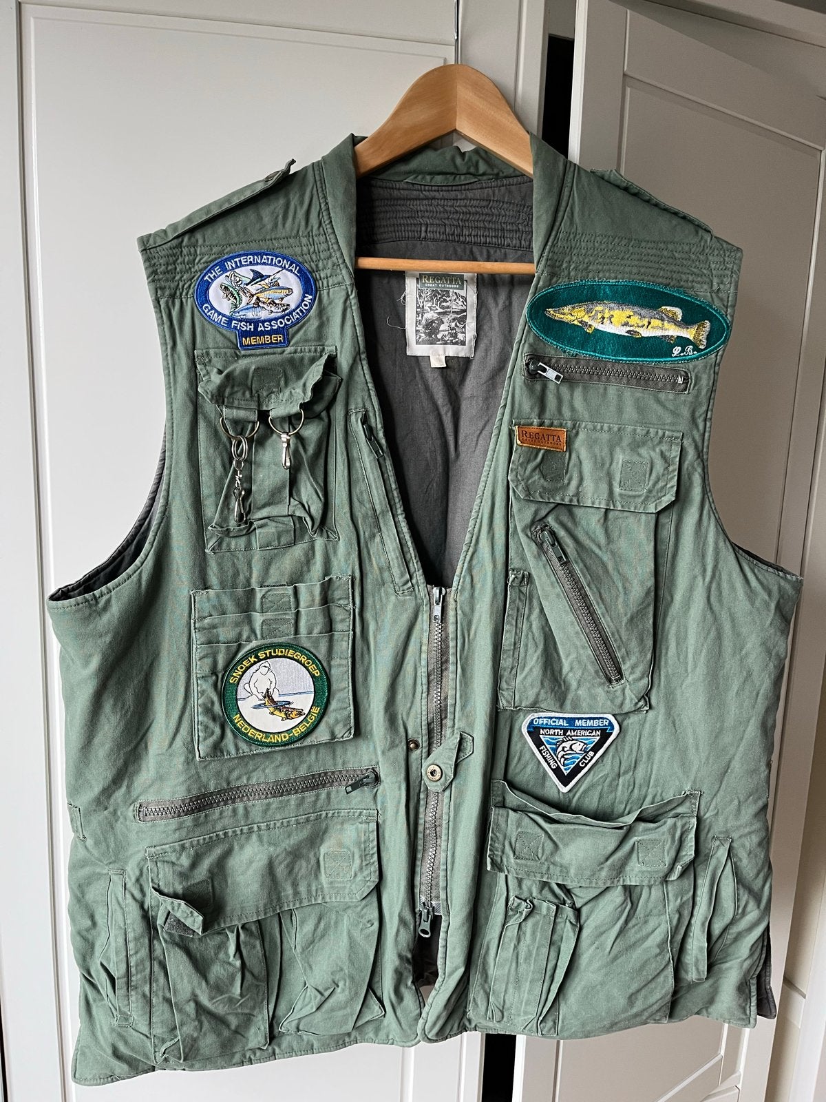 Vintage Regatta Visvest met Patches - Ideaal voor Vissers, Ophalen of Verzenden, Gebruikt, Kleding