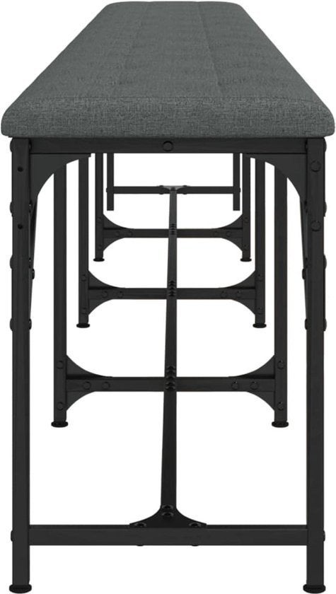 vidaXL Eetkamerbank 124x32x45 cm staal en stof donkergrijs, Ophalen, Nieuw, Stof, Eén