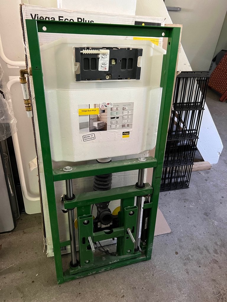 Viega Eco Plus 8161.22 WC element met spoelknop 8332.1, Doe-het-zelf en Verbouw, Sanitair, Ophalen, Nieuw, Chroom, Toilet