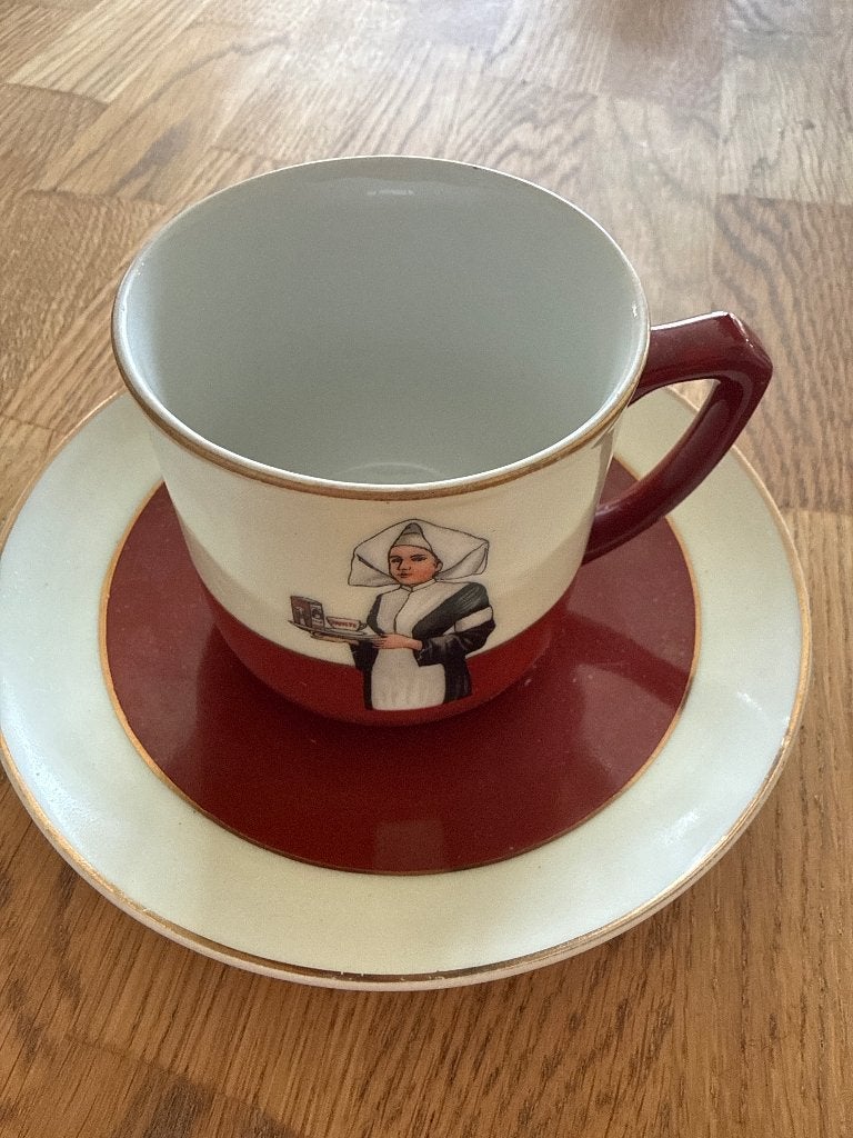 Droste Cacao kop en schotel – vintage reclame‑servies, Ophalen of Verzenden