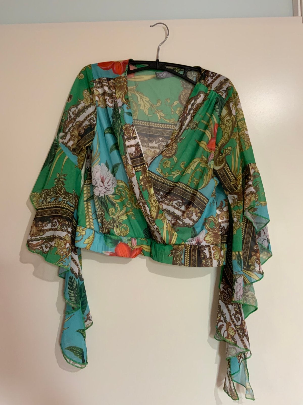 Groen/blauw geel blouse mt s/m, Ophalen of Verzenden, Nieuw, Maat 36 (S), Blauw