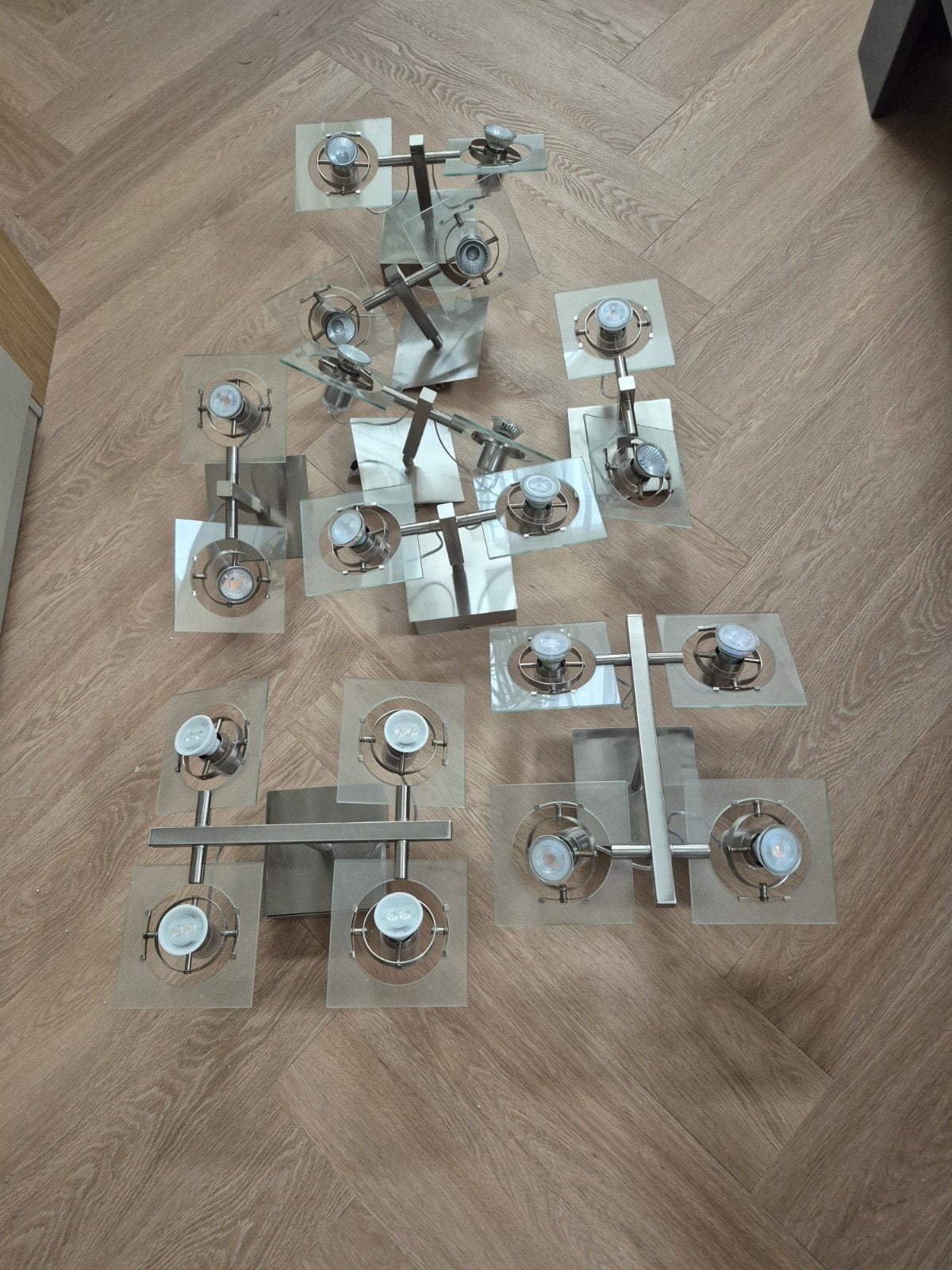 IKEA Plafond-/Wandspots RVS - 2x 4 lampen, 6x 2 lampen, Huis en Inrichting, Ophalen, Zilver, Gebruikt, Plafondspot