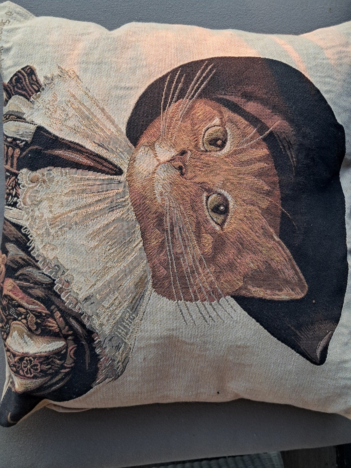 Gobelin Sierkussen Kat L'ARTISTE 40x40 cm, Overige merken, Gebruikt, Meerkleurig, Met print