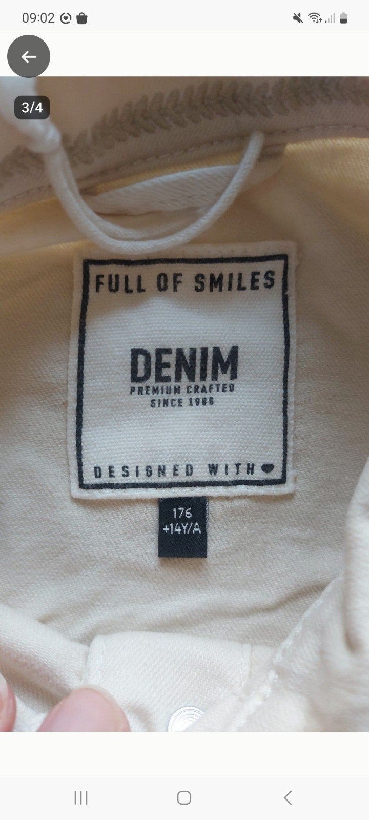 Crèmekleurig spijkerjasje met vlinderborduurwerk, Meisje, Full of Smiles Denim, Ophalen of Verzenden, Zo goed als nieuw