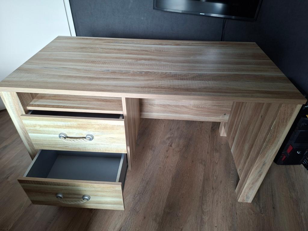 Complete Slaapkamer Set: Bed, Kledingkast & Bureau, Huis en Inrichting, Ophalen, 90 cm, Eenpersoons, Beige