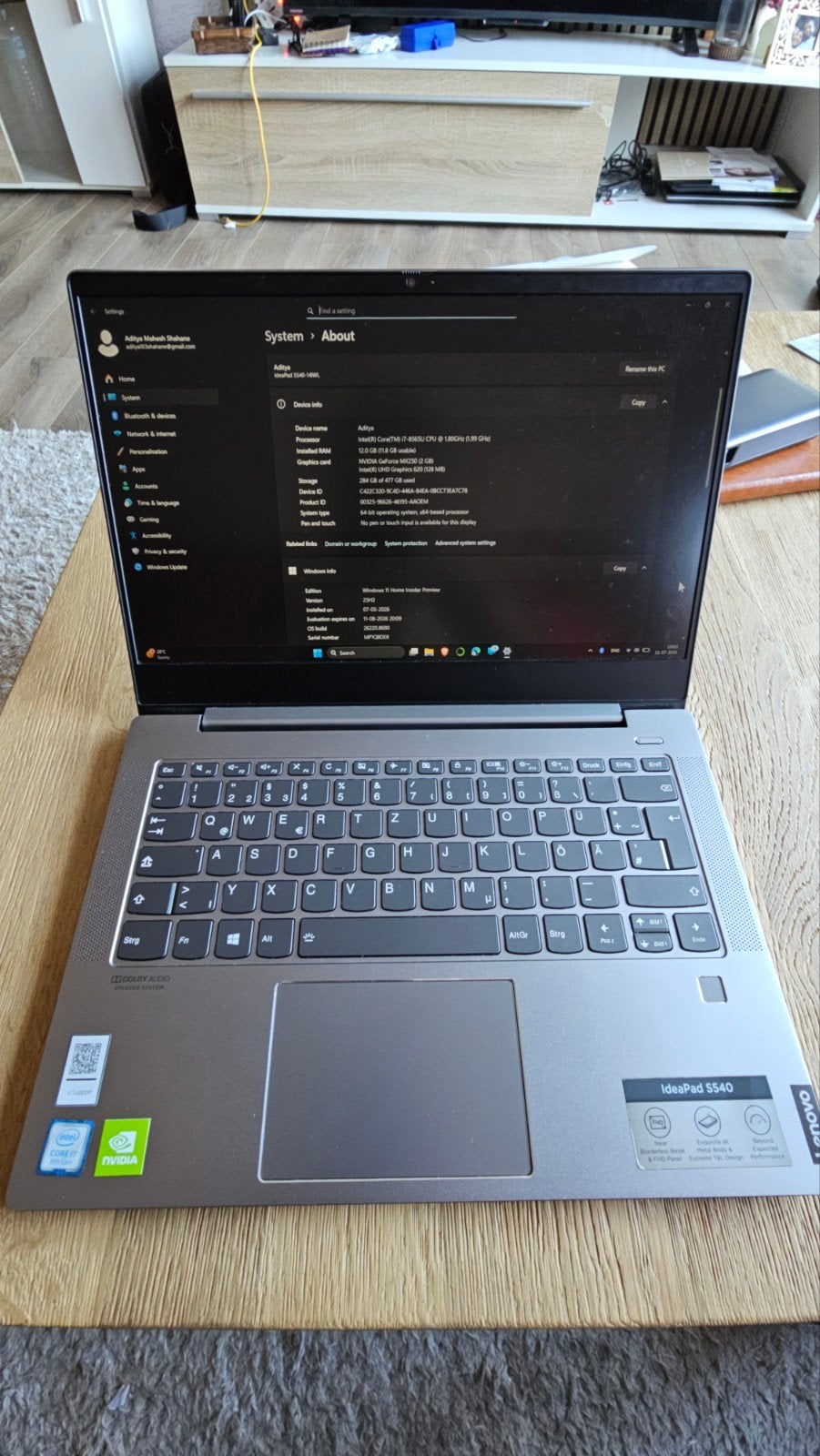 Lenovo IdeaPad S540-14IWL, Computers en Software, Met videokaart, 2 tot 3 Ghz, Qwerty, 14 inch