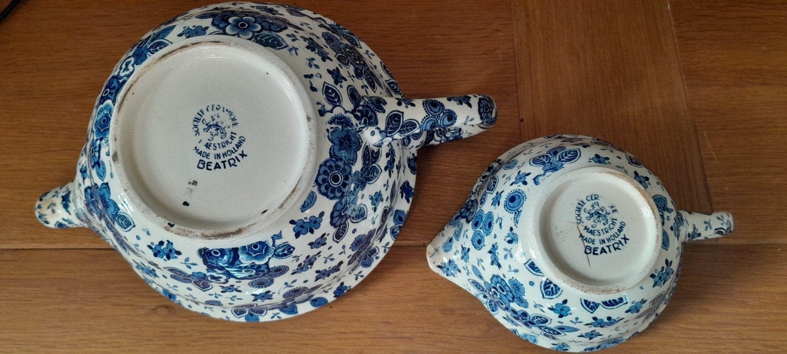 Vintage Beatrix theepot en melkkan, Delfts blauw decor, Antiek en Kunst, Ophalen of Verzenden