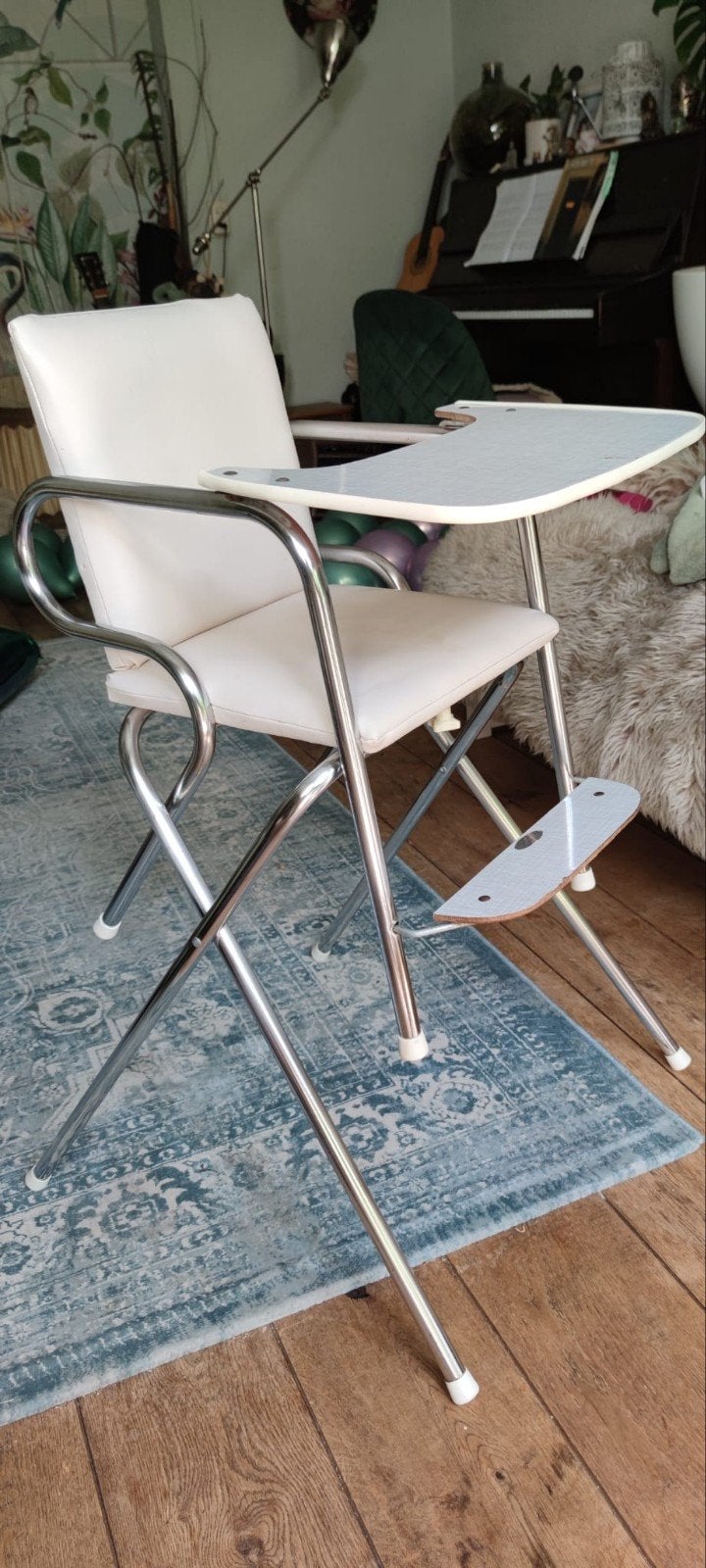 Vintage Chroom Kinderstoel - Verstelbaar met Eetblad, Ophalen