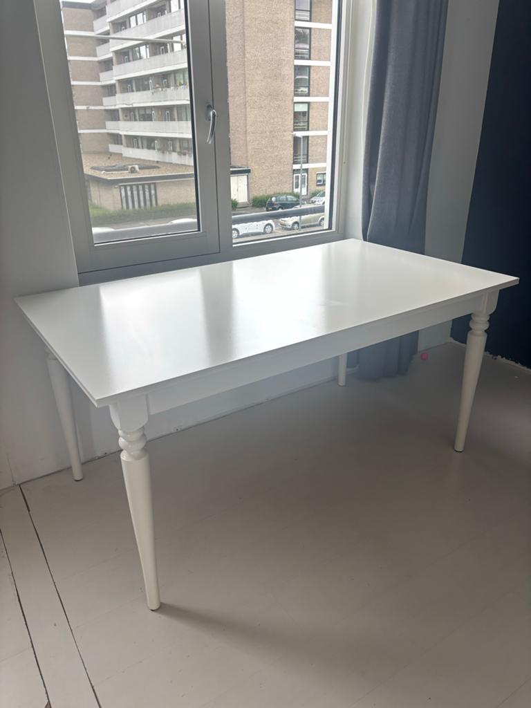 IKEA INGATORP uitschuifbare eettafel wit, Huis en Inrichting, Tafels | Eettafels, Zo goed als nieuw, 50 tot 100 cm, 100 tot 150 cm