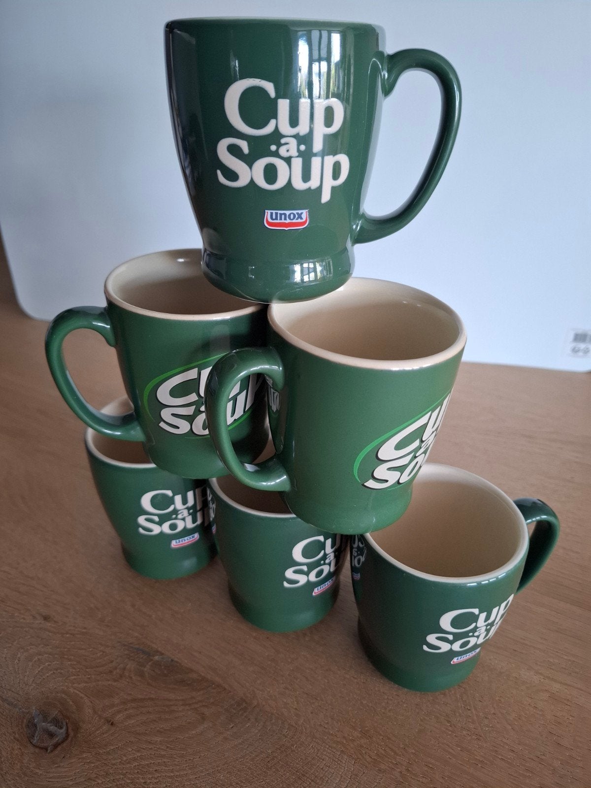 Cup-a-Soup bekers - Set van 6, Ophalen of Verzenden, Gebruikt, Groen, Steen/keramiek
