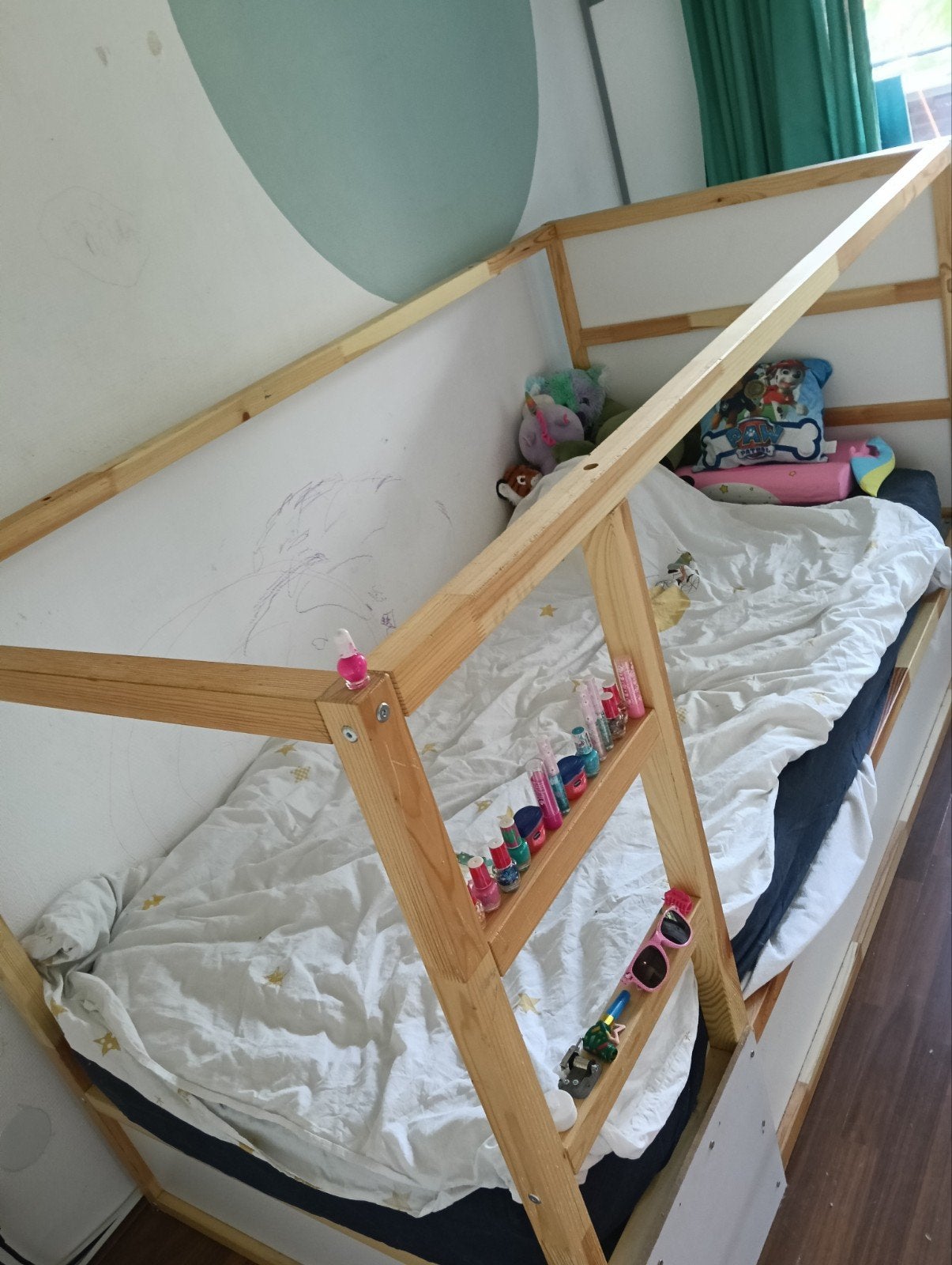 Houten huisbed voor kinderen - Gebruikt, Ophalen of Verzenden, Gebruikt, 180 cm of meer, 85 tot 100 cm