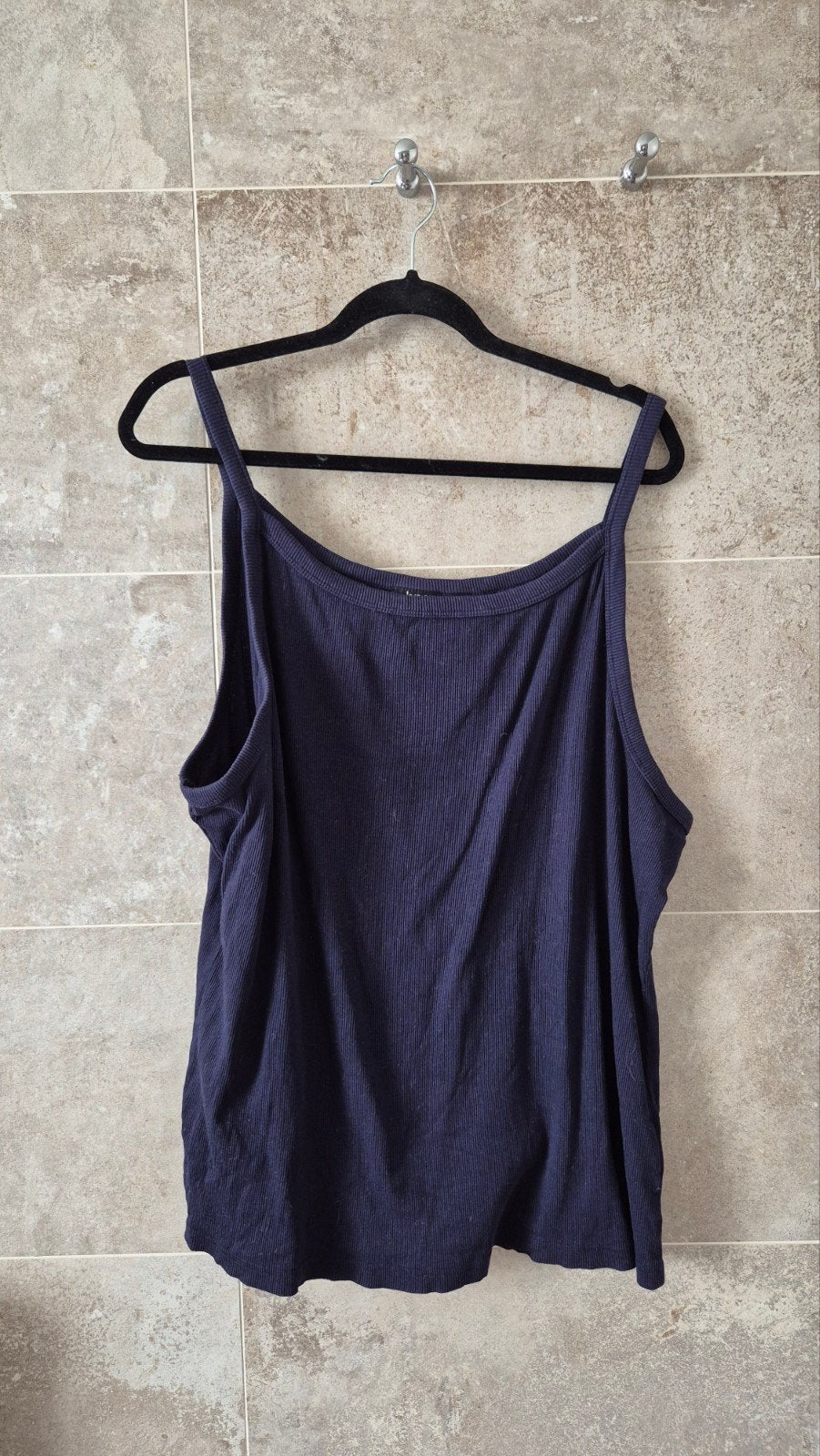 Donkerblauwe geribbelde top van BPC Bonprix Collection, Blauw, BPC Bonprix Collection, Maat 46/48 (XL) of groter, Ophalen of Verzenden