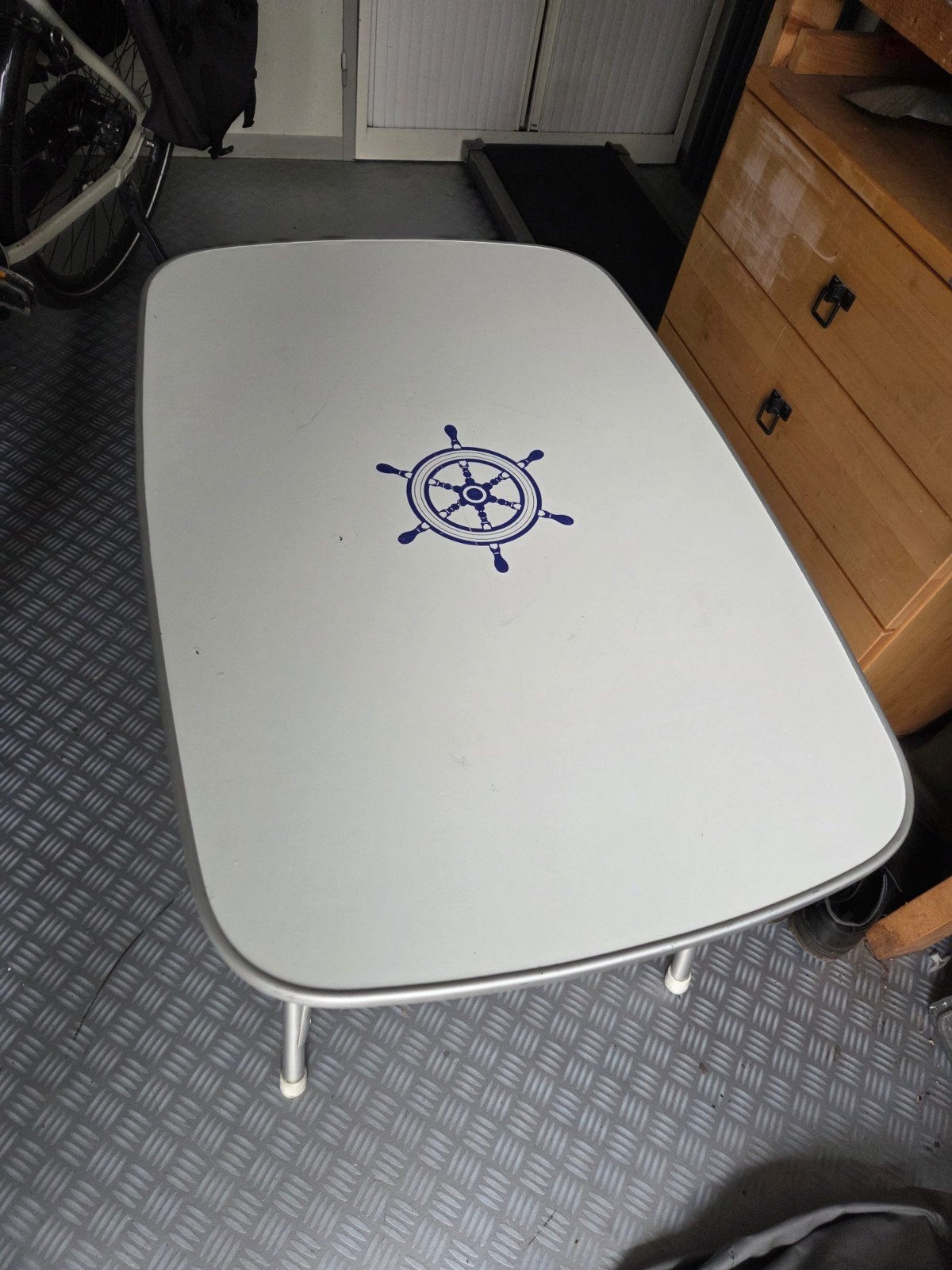 Opvouwbare campingtafel met stuurwiel design, Ophalen of Verzenden, Gebruikt, Campingtafel