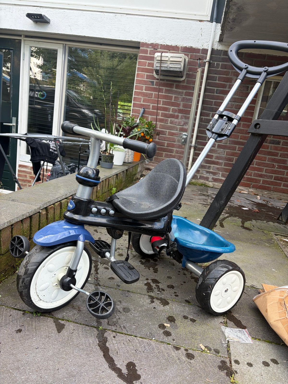 Kinder driewieler met duwstang - Blauw, Ophalen, Gebruikt, Overige typen