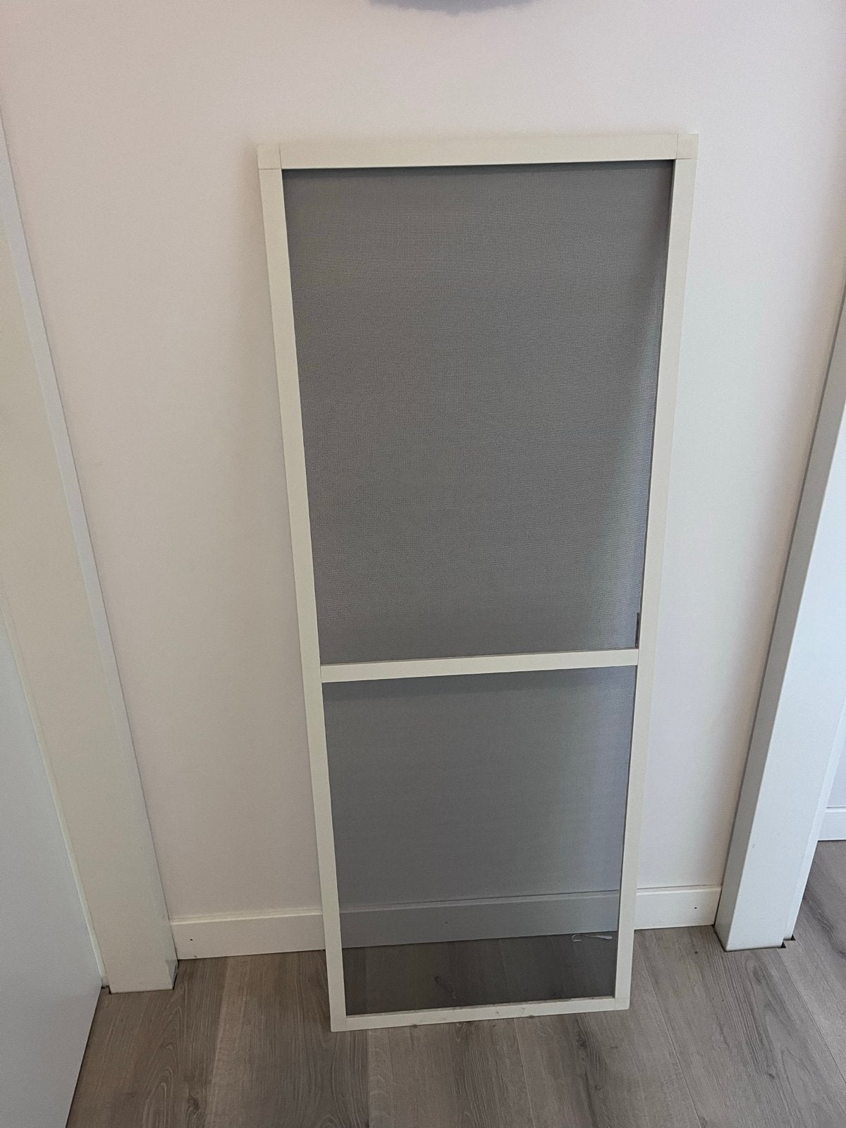 Hordeur - Wit frame, grijs gaas, Ophalen, Gebruikt, Minder dan 80 cm, Hordeur