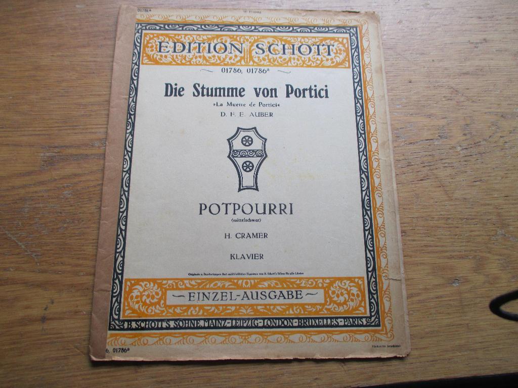 DIE STIMME VON PORTICI - POTPOURRI VAN H.CRAMER -PIANO, Muziek en Instrumenten, Bladmuziek, Gebruikt, Klassiek, Ophalen of Verzenden