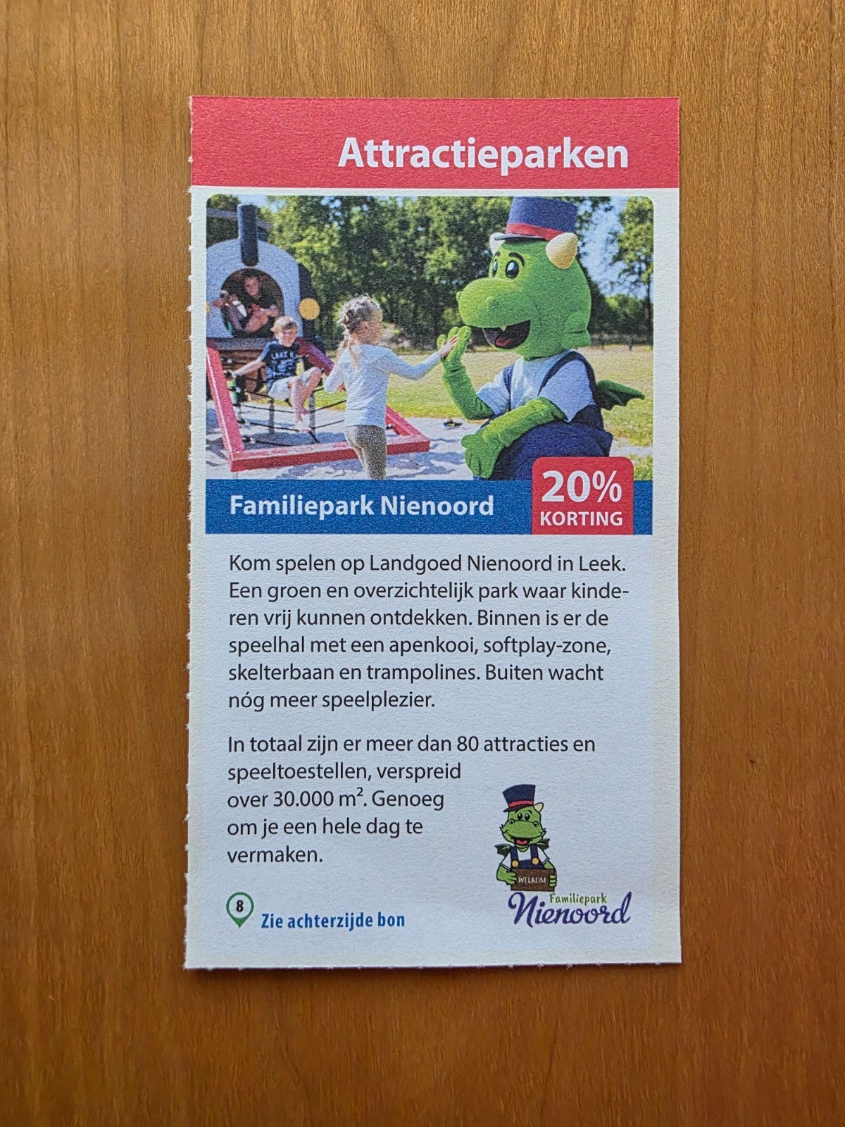 Familiepark Nienoord 20% korting maximaal 5 personen, Drie personen of meer, Kortingskaart