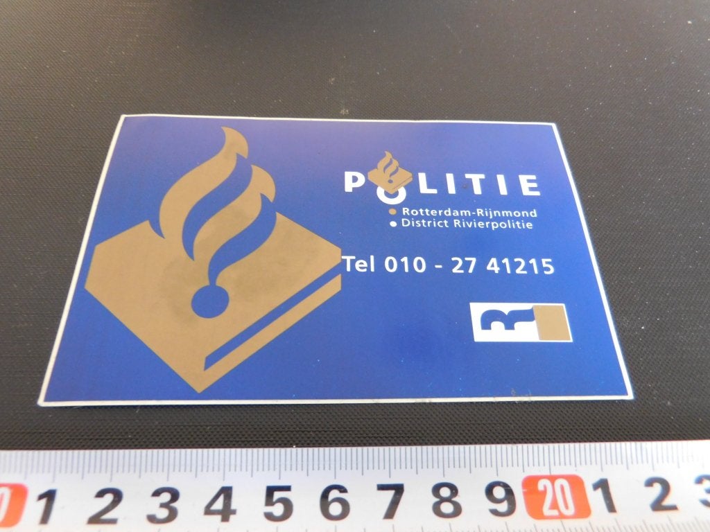 sticker Politie Rotterdam Rijnmond Distict Rivierpolitie, Ophalen, Zo goed als nieuw