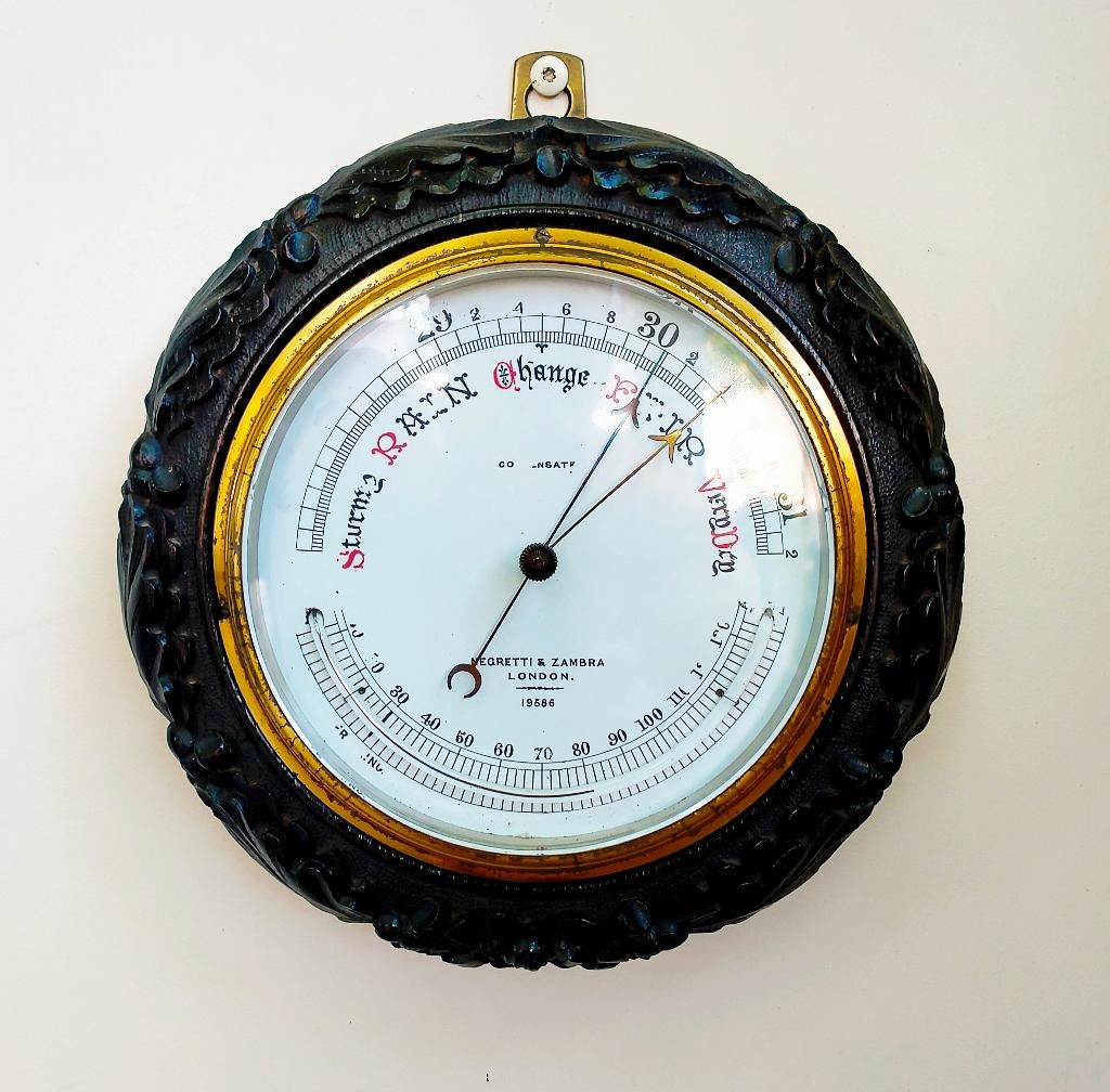 Antieke Barometer Thermometer - Negretti & Zambra - London, Antiek en Kunst, Antiek | Gereedschap en Instrumenten, Ophalen of Verzenden