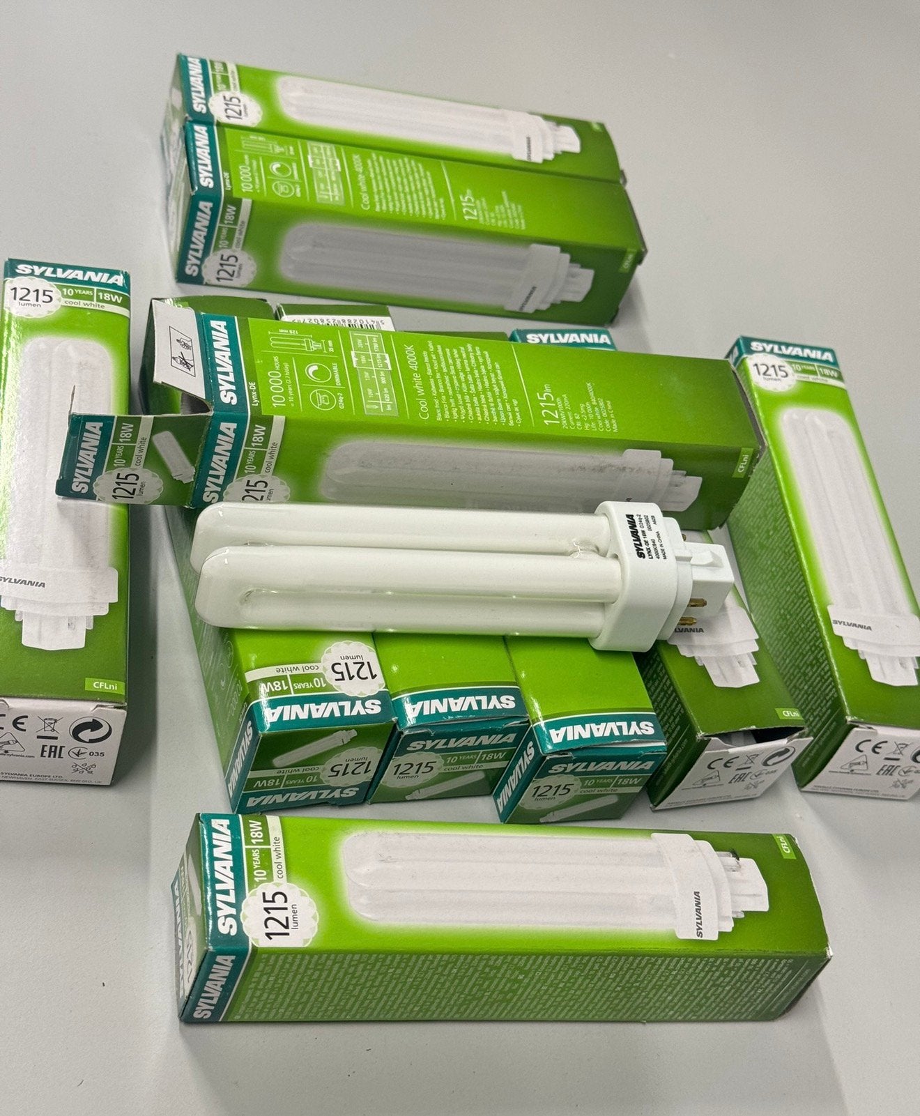 10X Sylvania LYNX-DE CFL 18W 4000K G24q-2 lamp 1215 lumen, P, P, P, Nieuw