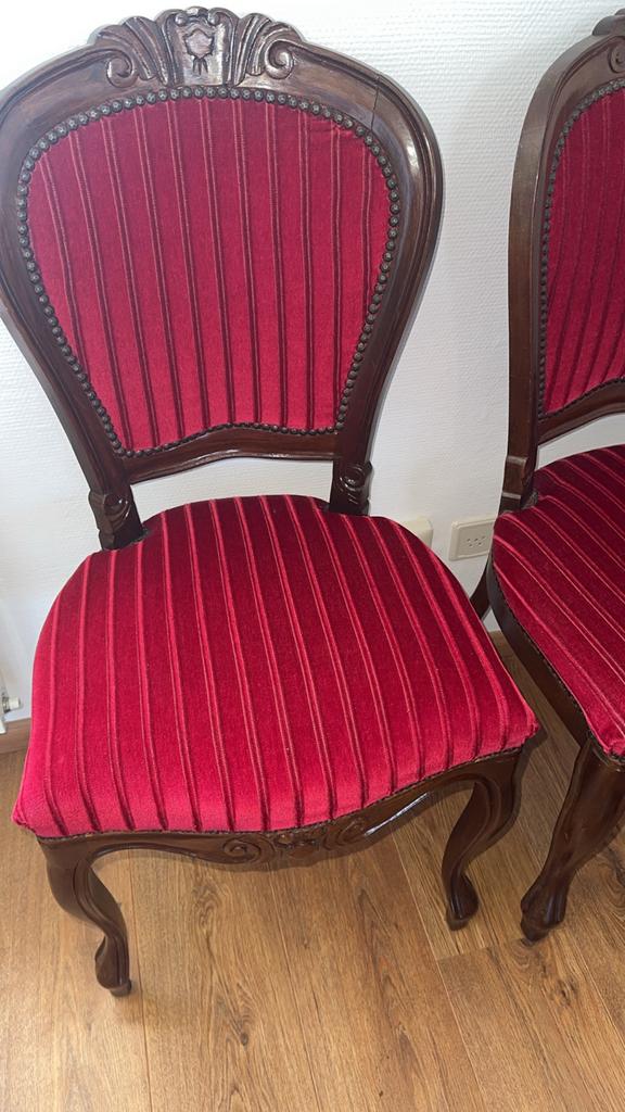Set van 3 Antieke Rode Stoelen - Klassiek Design, Ophalen