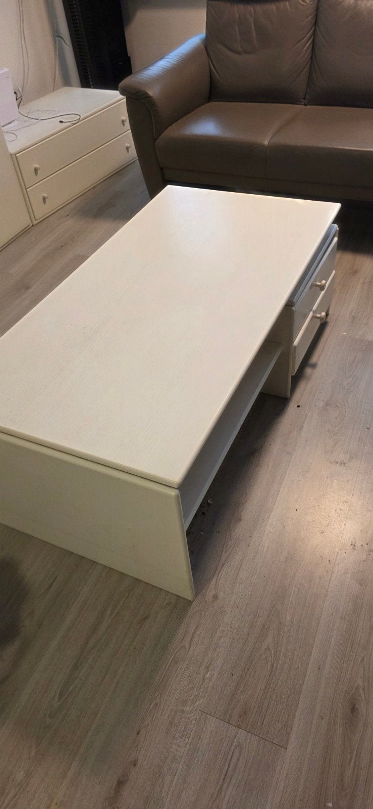 Witte salontafel met lades, Huis en Inrichting, Ophalen, Gebruikt, 100 tot 150 cm, 50 tot 100 cm