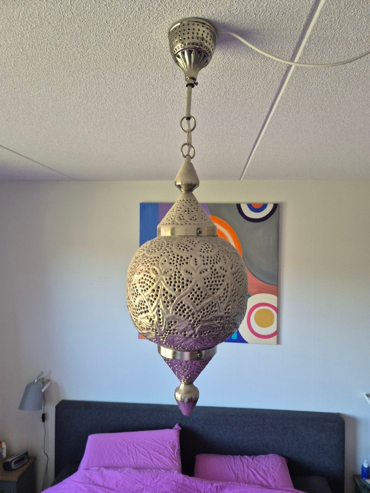 Ranex Marokkaanse hanglamp E27, zilverkleurig, 27 cm, Marokkaans, Oosters, Zo goed als nieuw, Metaal, E27 (groot)