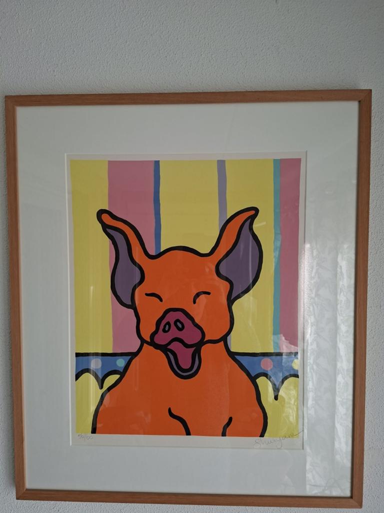 Shunyam - Vrolijk varken - Zeefdruk 56/60, Antiek en Kunst, Ophalen