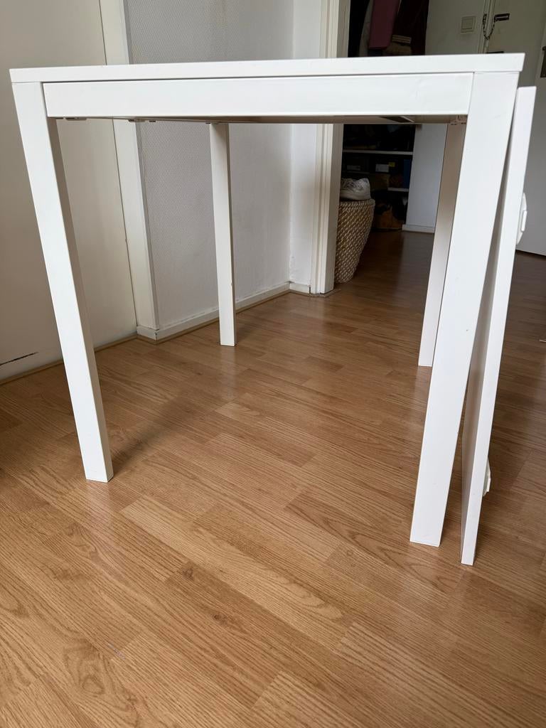 Kleine eettafel wit van ikea met uitschuifbaar deel, Ophalen, Overige materialen, Gebruikt, 50 tot 100 cm