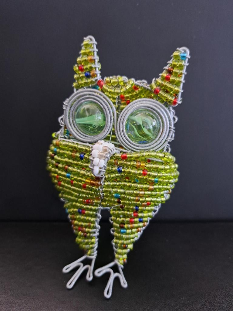 Afrikaanse kralenkunst beeldje uiltje, Ophalen of Verzenden, Zo goed als nieuw, Dier