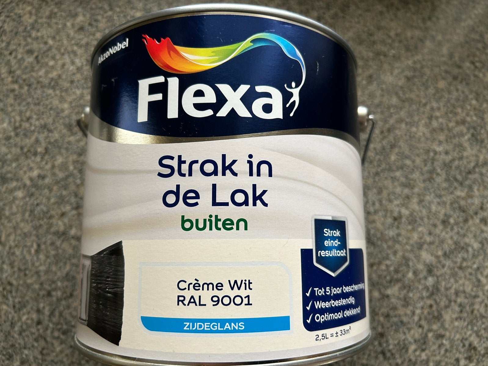 Flexa strak in de lak zijde glans wit buiten 9001 2,5L, Ophalen, Wit, Nieuw, Verf