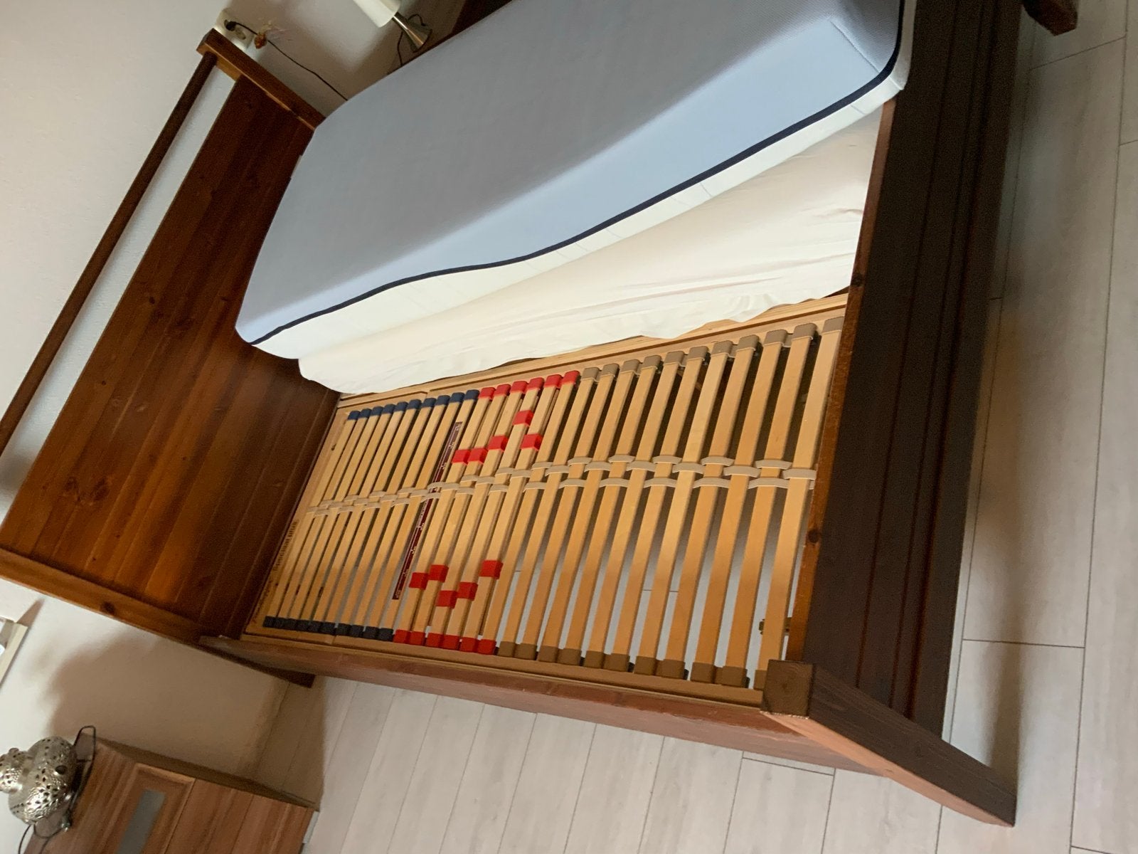 Tweepersoonsbed Trendhopper met M line matrassen, Huis en Inrichting, Slaapkamer | Bedden, Ophalen, Gebruikt, Bruin, Tweepersoons