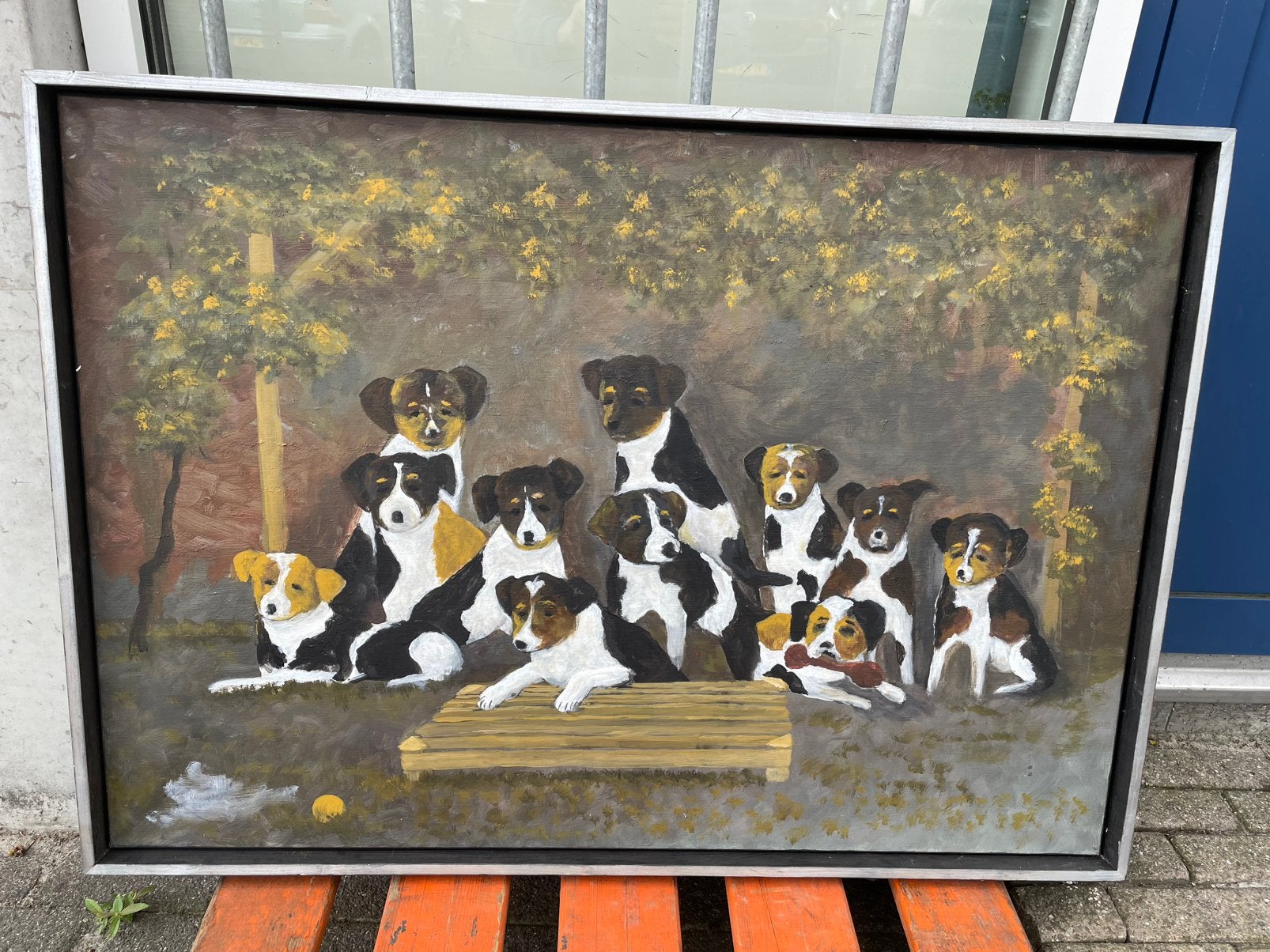 Honden schilderij, Ophalen