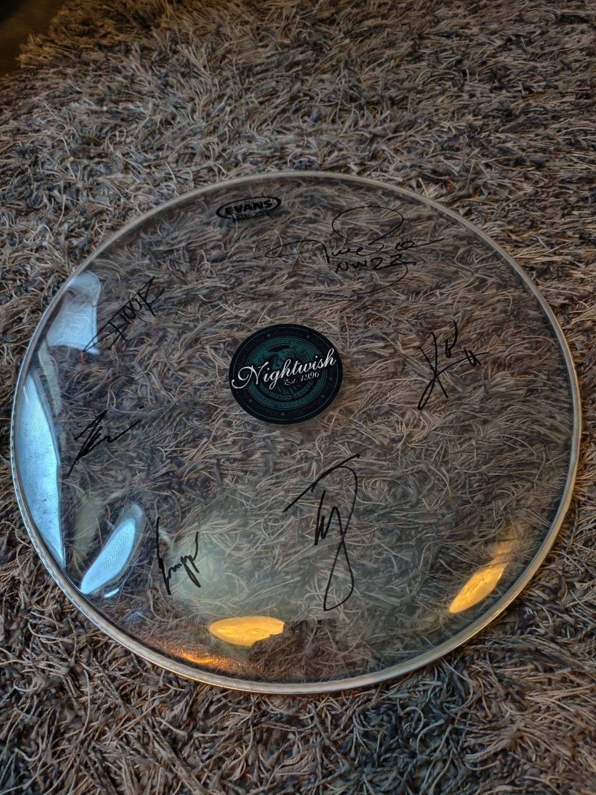 Nightwish gesigneerd drumvel - Uniek verzamelobject!, Ophalen, Zo goed als nieuw, Overige merken