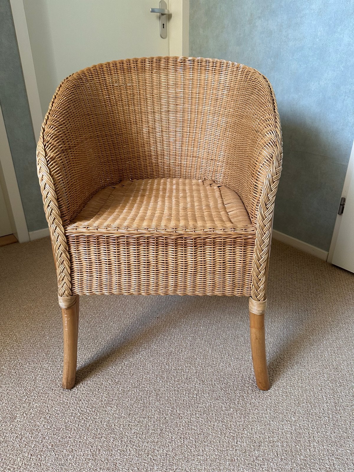 Comfortabele Rotan fautuil, Ophalen, Bruin, Riet of Rotan, Zo goed als nieuw